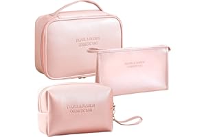 LEcylankEr Neceser Mujer 3 Piezas Neceser Maquillaje de Viaje Neceser Mujer Maquillaje Impermeable Makeup Bag Portátil Bolsa de Cosméticos Mujer (Rosa)