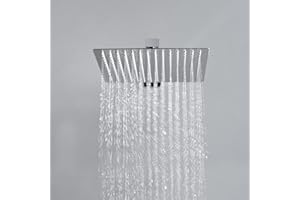 JOHO Rociador superior cuadrado de ducha de fácil cuidado de acero inoxidable 304 con ducha boquillas antical 25x25cm