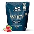 Kinetica Sports Whey Protein Powder - Strawberry Flavour |23g Protein/Serve, 150 Servings/4.5Kg Pack |Gluten Free Supplement |Optimum for Muscle Growth & Recovery |Mixes Well with Water, Milk & Shakes