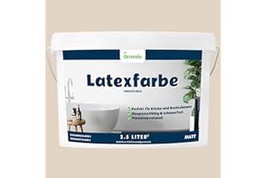 derendo Latexfarbe beige cookie matt abwaschbar 2.5 Liter für Innen Küche Badezimmer streichen beige Wandfarbe hohe Deckkraft 2,5l