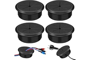 XWCHASA 4 Stück 60 mm Ø Kunststoff Flexibel Kabeldurchführung, Kabeldurchführungen Kabeldurchführung Kabeldurchlass Kabel Durchführungen Kunststoff für Schreibtische Büro Arbeitsplatten Schwarz