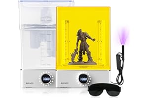 ELEGOO Mercury XS Bundle Machine Wash & Cure Station de Lavage et de Durcissement Séparée pour les Grands Modèles Imprimés en Résine 3D avec un Lampe UV Portable, Compatible avec ELEGOO Saturn et Mars