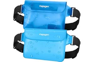 Spigen Aqua Shield Bolsa Impermeable [2 Piezas], Riñonera Estanca con Cintura Ajustable para Playa, Piscina, Natación, Kayak, Pesca, Senderismo, etc - Azul Mar