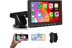 Rimoody Bezprzewodowe radio samochodowe Apple Carplay i Android Auto przenośne radio samochodowe 7 cali IPS ekran dotykowy radio samochodowe