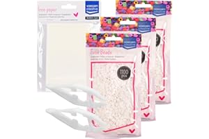 Vaessen Creative Cuentas Blancas 3300 Piezas – Maxi Pack con Papel para Planchar y Pinzas para Manualidades, Creaciones DIY, Bisutería, Llaveros y Decoración, Varios