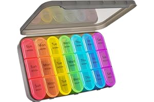 Cruxer Pill Box Organiser 7 Day 3 Times Daily Medicine Storage Box, Weekly Medication Tablet Organizer Moisture-Proof BPA Free Travel Dosette Box Dispenser Case to Hold Vitamins, Fish Oil, Supplements