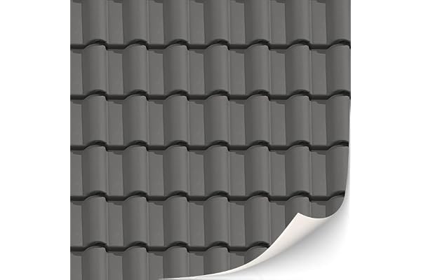 TexturKontor Lot de 3 feuilles de tuiles autocollantes et bardeaux pour maisons de poupée Échelle 1:12 (tuiles noires)