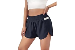 Mesing 2 in 1 Pantaloncini Corti Sportivi Estivi da Donna Pantaloncini da Corsa Traspiranti Elasticizzati in Vita con Tasca per Allenamento Yoga Ciclismo Fitness