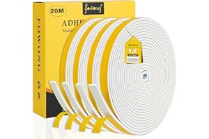 fowong Fensterdichtung Selbstklebend 20m(L)/4 Rollen, Abnehmbarer Klebstoff, Dichtungsband Selbstklebend für Türen Fenster, Wasserdichtes Türdichtungsband, Wetterfest, Kollisionsprävention, Weiß