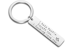 MYOSPARK I Hate People Except You I Fucking Love You Funny Keychain For Boyfriend Best Friends
