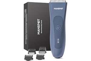MANSPOT Body Groomer for Men, Safe Groin & Body Trimmer | Skin-Friendly Ceramic Blade, Wet & Dry Waterproof, 4 Adjustable Combs, USB-C Charging, 90 Min Cordless Power