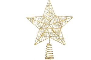 HAPPYMAS Baumspitze - Christbaumspitze und Tannenbaum Aufstecker - Ideale Spitze für den Weihnachtsbaum zu Weihnachten Tannenbaumspitze (Gold, 1x)