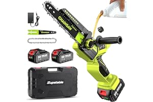 Supstable Mini Tronconneuse à Batterie 8000mAh, 8 et 6 Pouces Mini Tronçonneuse Électrique Sans Fil pour Branches et Jardin, 1300W Elagueuse, Système D'huile Automatique, Tension de Chaîne Sans Outil