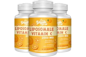 YAPILA Vitamine C Liposomale 2000 Mg Gélules(3 Paquets), Absorption Maximale, Dosage élevé en Vitamine C, Acide Ascorbique, Complément Antioxydant, Sans Soja, Non-GMO