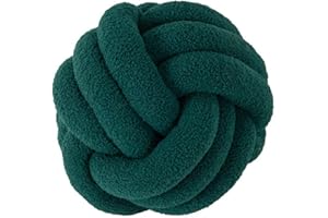 Fay Bless Modern Home Decor Knot Ball Pillow - Handmade Soft Round Cushion for Bedroom, Bed, and Living Room (Green,22CM)