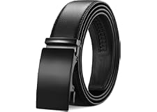 TANGCHAO Läderbä för män, bä med automatiskt spänne spärrbälten 35 mm bred justerbar storlek för formella byxor Klänningsdräkt 115-145 cm