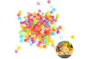 PARFCO Fluoreszierende Steine, 150 Stück Harz Leuchtsteine Garten, im Dunkeln Leuchtende Sternperlen, Leuchtende Deko Steine Kleine, Quadrat und Stern, für Dekoration Gärten und Esstischen