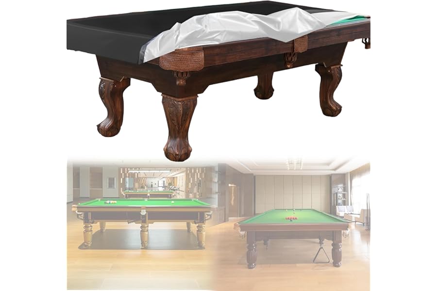 CXAFQ Black Pool Table Cover, 235*135*20cm, 350g, 7-Foot Waterproof And Dustproof, Oxford Cloth Material Is Sturdy And Wear-Resistant, Outdoor Pool Table, Paired With Storage Bag, Machine Washable