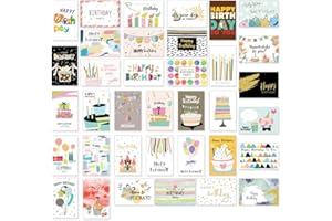 HAOSELL 36 Geburtstagskarten set mit umschlag, Geburtstagskarte Grusskarte Glückwunschkarte geburtstagskarten für kinder, 36 Designs Premium Grusskarte zum Geburtstag Klappkarten mit Briefumschlag
