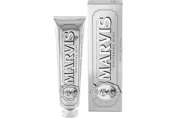 Marvis Dentifrice blanchissant, Menthe, 85ml, Favorise le blanchiment naturel des dents, Dentifrice antiplaque, Fraîcheur longue durée