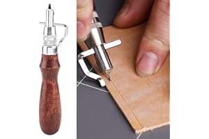 HERCHR 7 in 1 Kit di Attrezzi per la Lavorazione del Cuoio, Strumento di cucitura bordo in pelle regolabile, Utensili da intaglio all'avanguardia per lavori di pelletteria