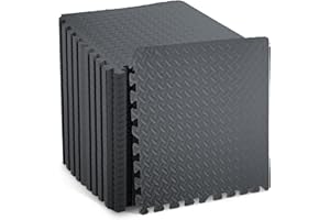 KAYMAN Gym Floor Nonslip Mats, Interlocking, EVA Foam Exercise Floor Tiles for Home Workouts, Studio, Weights, Exercise and Yoga (60 X 60cm)