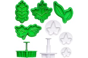 HYBER&CARA 7 Pcs Tropical Leaf Glassa Cookie Cutter Forme Set Torta Stampo Pressa per la decorazione di una torta Mini Plastica Fondente Glassa Stampo Strumento di cottura fai da te
