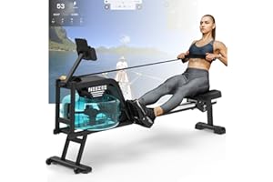 Neezee Vogatore, Vogatore Professionale per Casa con Binari in Acciaio Inox, Vogatore ad Acqua con Supporto per Tablet, Vogatore Resistente All'acqua e con Display LCD (Nuovo Monitor)