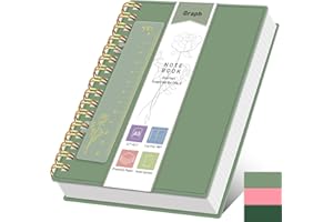 XLOXFU Graph Paper Notebook A5, Squared Notebook Grid Journal, 300 Pages,100gsm Thick Paper, with Bookmark Ruler, Inner Pocket, Thick 80S PVC Cover, for Office School, 14.5 x 21cm, Sage Green
