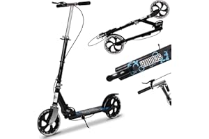 GURYON Kick Scooter, 2-Wheel Foldable Adult Scooter with Adjustable Handlebar, Big Wheels ABEC-7 Bearings for Boys & Girls Ages 8-12+