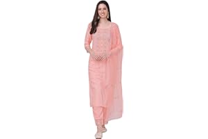 TRENDMALLS Women's Cotton Embroidery Salwar Suit Set Kurta Pant with Dupatta Kurta Set for Women
