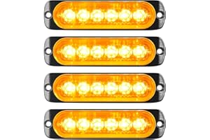 RIGIDON 4Pcs 6 Led Ambre Feu de freinage stroboscopique, Balise clignotante de sécurité 12V 24V Barre lumineuse led pour voiture véhicule utilitaire bateau remorque caravane
