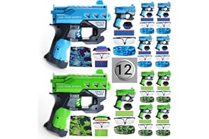 wishery Accessories for Nerf Party Supplies for 12 Kids - Birthday Favors and Nerf War Bulk Pack. Includes Small Toy Gun Pistol, Wrist Bullet Holder, Darts, Face Mask & Safety Glasses. Ages 4+