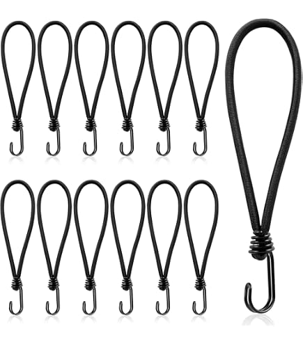 BINCKIN Small Bungee Cords With Hooks - 6 Inch, Pack Of 100, Black Elastic Straps For Camping, Tarps, Tents & Canopy