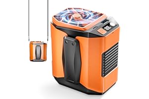 Wrischan Ventilador Portatil Cintura, 10000mAh Recargable ventilador de Pilas con 5 Velocidades y 16000RPM, Mini Ventiladores con LED Para Trabajos al Aire Libre, Obras, Viajes y Acampadas