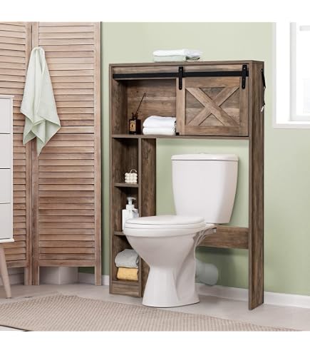 Meuble WC, Étagère De Toilettes Avec Éclairage LED, Placard à 2 Portes 6 Compartiments Ouverts Porte Papier Etagere Reglable Gris 99544885