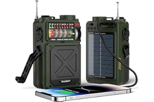 Raddy RE40 Kurzwellenradio FM-AM-SW Empfänger, 4000mAh Retro Radio Batteriebetrieben BT Lautsprecher Kurbelradio, mit Weißem Rauschen, SOS, Unterstützung USB, Micro SD Karte