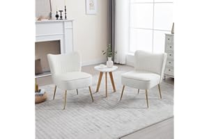 WAHSON OFFICE CHAIRS Wahson Velvet Accent Chair Set of 2 Occasional Tub Chair with Metal Legs Upholstered Wingback Side Chair, Armless Cocktail Chair for Bedroom, Living room and Office, Beige