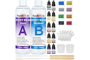 FansArriche Resina Epossidica 500ml con Pigmento Resina, Epossidica Trasparente, Bicomponente per Colata Rivestimento - Rapporto 1:1 Epoxy con Indurente per Creazione Gioielli Fai da Te, Pittura