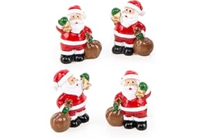 Logbuch-Verlag Pack de 4 figuritas pequeñas de Papá Noel con Saco de Regalos para Decorar - decoración de Navidad Miniatura