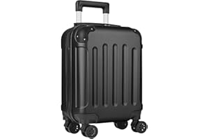 yonsly® Koffer Suitcase S Schwarz, Trolley Reisekoffer, Rollkoffer Handgepäck mit 4 Rollen 360°, ABS Hartschalen, Sicherheitsschloss, Weicher Gummigriff, 210D-Futter