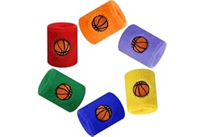 JOYAN 6 Pièces Bracelets de Sport pour Enfants, Bandeaux de Poignet Élastiques en Éponge, Poignet Bandeau pour Sport, Bracelets Absorbants pour Le Football, Le Basket-Ball, l'athlétisme