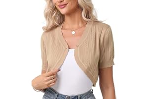 Gyabnw Bolero Elegante Donna Coprispalle Donna Casual Cardigan Lavorato Estivo a Maglia Cava a Maniche Corte