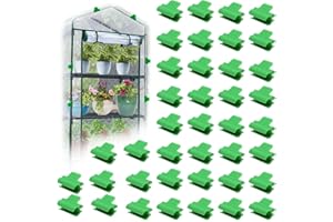 BEEJOY 40 Pcs Greenhouse Clamps Clip for PVC Pipe, Garden Shading Net Rod Support Clips, Film Row Cover Netting Fixing Plant, Plastic Tunnel Hoop Clips for Season Plant Extension Support (8-9mm)