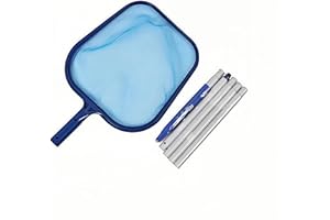 Flearitzo Pool Kescher - Kescher Teich Algenkescher 160 cm lang mit Teleskopstange Pool Kescher Feinmaschiges Nylon-Netz Geeignet für Pool Algen Bestway Pool Kinderplanschbecken