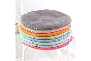 ping bu Lot de 2 coussins de chaise avec attaches de fixation, coussins de chaise ronds antidérapants pour terrasse, maison/jardin/bureau/tabouret (32 x 32 cm, gris foncé)