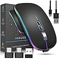 New Wireless Mouse For Laptop with 2.4G & Bluetooth Mouse for Laptop, Smart Desktop Button & 800 to 1600 DPI, RGB Mouse Wireless Ergonomic Design Compatible with Macbook iPad Computer Notebook Laptop