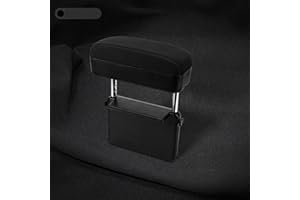 Qirc Accoudoir de Voiture pour Console Centrale - Hauteur réglable - Universel, Suède noir