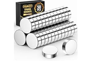 VNDUEEY Neodymium Magnets, Round Magnets for Whiteboard, Daily Use, Adult, Home, Kitchen, Rare Earth Magnet for Picture, Home, DIY Craft, Model, Garage, 50Pack, 10X3mm