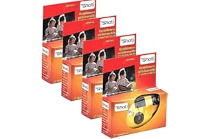 PHOTO PORST x 1A Photo PORST Fotocamera usa e getta/Fotocamera per matrimoni/Fotocamera per feste Topshot in rosso/arancione (27 foto con flash e batterie, confezione da 4)